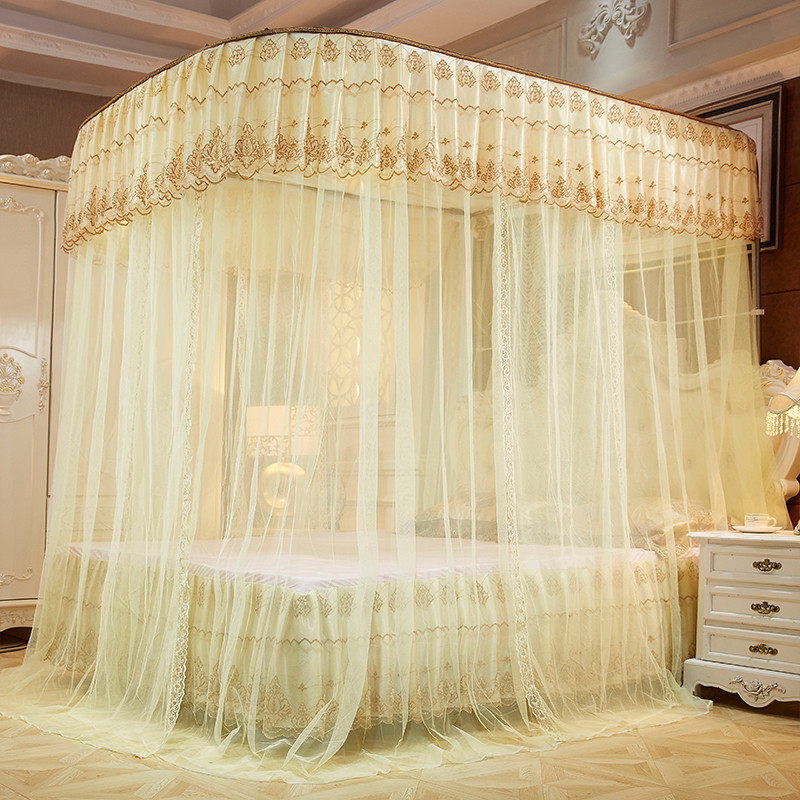 CBA新款夏天导轨蚊帐家用u型轨道落地式1.8m2米床伸缩滑轨支架