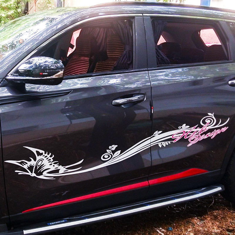 汽车蝴蝶图腾车身贴侧门个性装饰拉花贴纸蝶恋花车门划痕遮挡贴画
