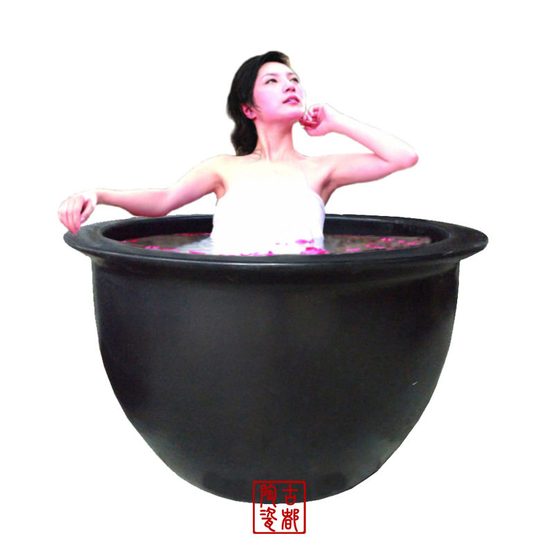 陶瓷洗浴大缸土陶缸庭院摆件温泉泡澡大缸1.2米