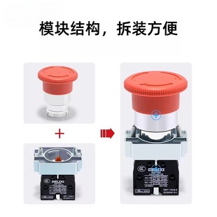 德力金属型急停复位式 Bs452蘑菇头红钮一常闭1NC 按钮开关LAY5s