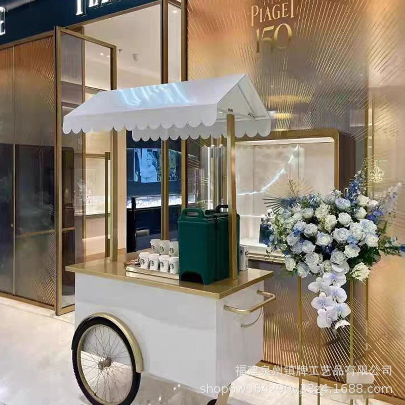 铁艺花车商场咖啡车多功能装饰品售卖车移动展会车摆摊架摊位推车