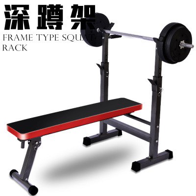 家用型小举重床卧推架杠铃架多功能举重床杠铃套装家用健身器材