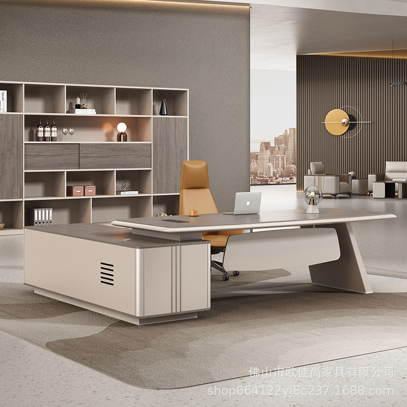 时尚轻奢老板办公室家具桌椅组合大班台总裁董事长办公桌高档大气