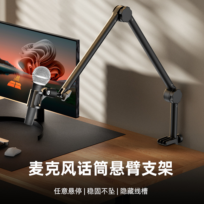 麦克风话筒悬臂支架直播唱歌支架万向折叠拉伸可调壁挂电容麦支架