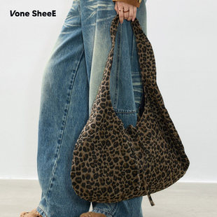 Vone SheeE豹纹包包复古单肩大容量托特包女2025初春百搭手提通勤