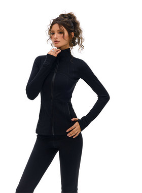 美式复古黑色弹力瑜伽服外套女秋冬修身显瘦辣妹衣服