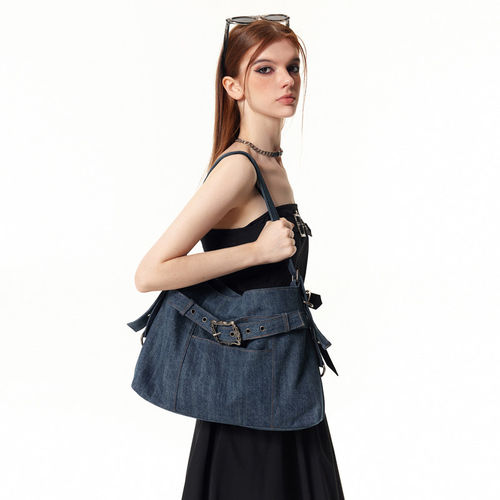 原创小众设计师斜跨包复古腋下包单肩包中古牛仔包包女