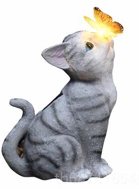 正品可爱太猫咪摆件阳能灯阳台花园装饰庭布置意户外创树脂动院物