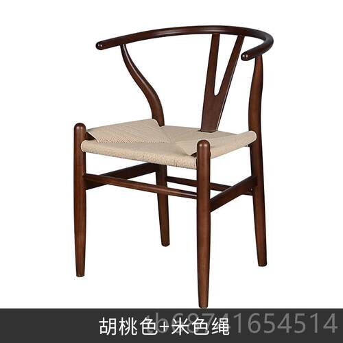 正品喝编北欧风白蜡木y椅牛角书实木椅子绳纯实木茶凳子宅侘房寂