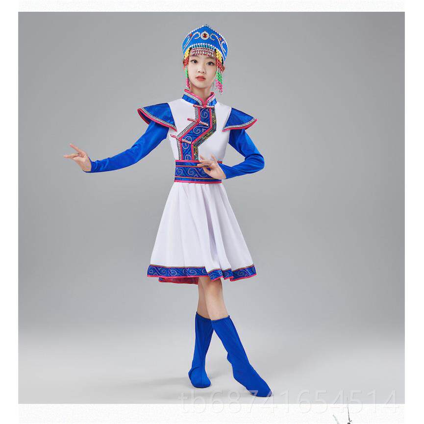 正品蒙古儿童舞蹈少男数民族碗表演服装女童族白马筷子舞顶蒙古族图片