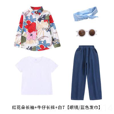 正品印儿童港式表演摄服装花衬衫毕小学生啦啦队幼儿园业班影表演