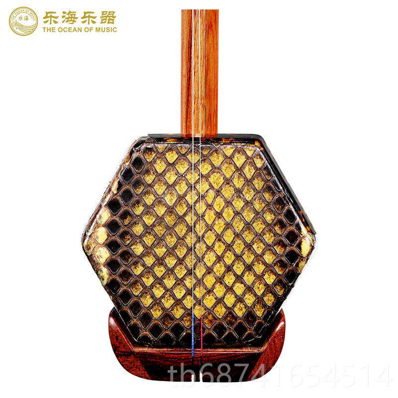 正品购产乐海二胡初学者乐，红铁木豆材料，器原木抛采光六角形木