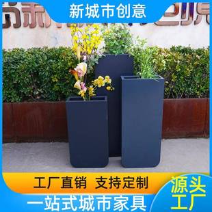 不锈钢花箱室内外花盆组合铁艺花槽园林广场商场售楼部花坛花箱