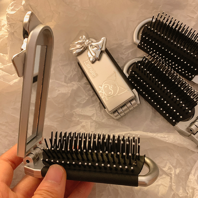 可爱卡通小梳子随身便携折叠气垫梳带镜子一体按摩气囊梳女士迷你