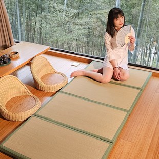 日式榻榻米垫可折叠床垫双面蒲草地垫午休打地铺睡垫茶室地毯加厚