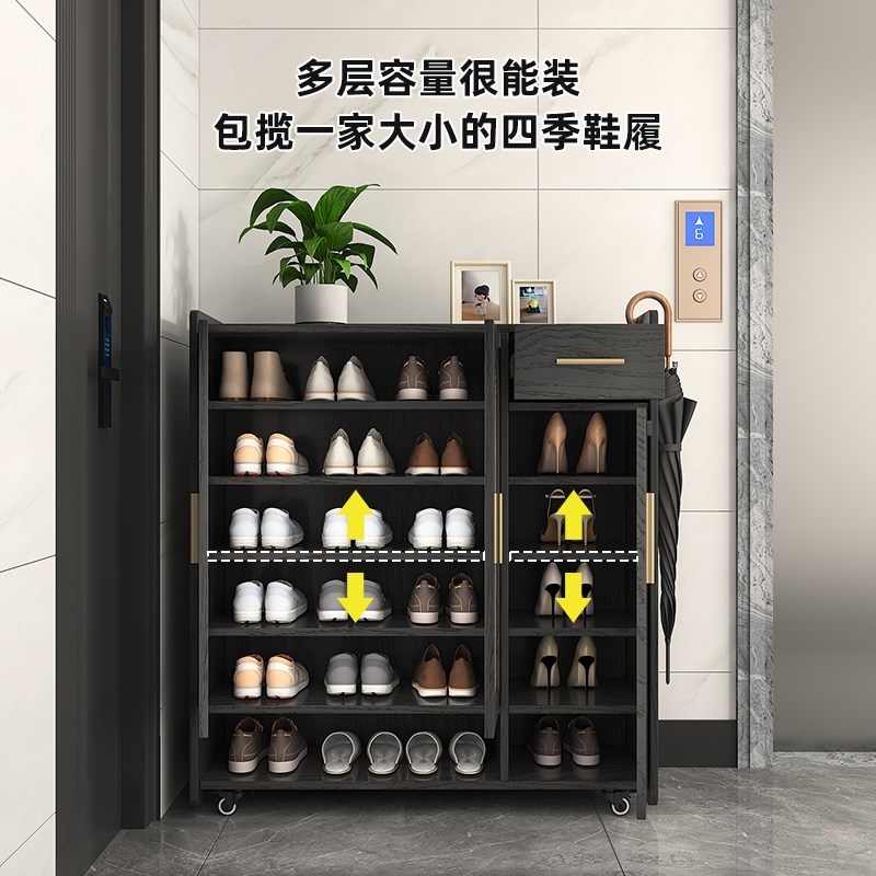 入户门外带锁鞋柜可移动带轮子2024新款家用门口楼道电梯厅储物柜