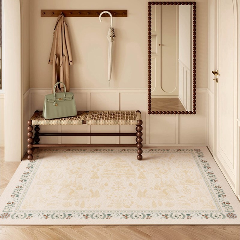 法式浪漫冬日圣诞花园皮革地垫大门地毯玄关复古入户门垫防滑脚垫