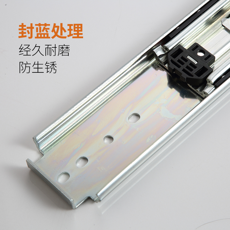 华杏重型轨道76宽承重滑道机柜自锁道轨导轨三节轨抽屉工业滑轨