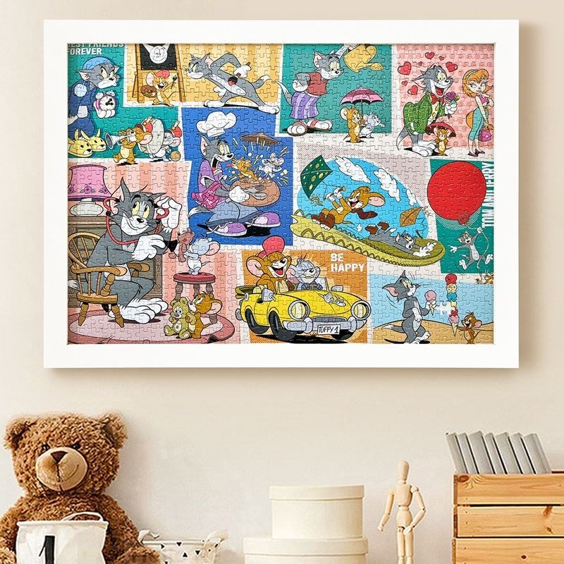 拼图裱框情侣1000片500片300片框架平图70x50CM画框装裱相框外框