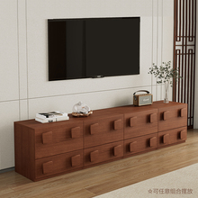 实木电视柜中古风客厅家用落地复古卡门柜新款电视机边柜组合模块