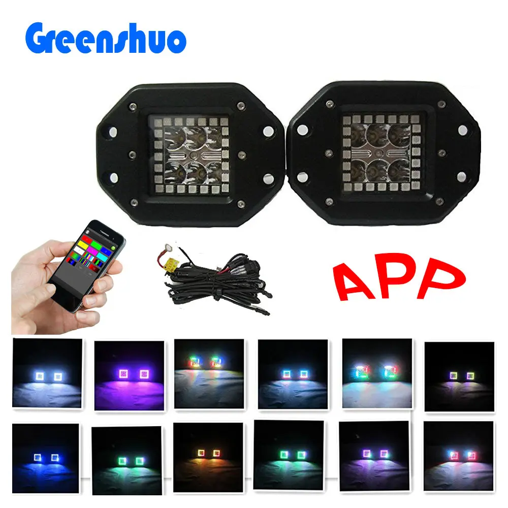 LED 18w cree RGB APP七彩 汽车雾灯 天使眼探照灯pods