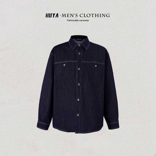 虎牙兄弟美式通勤夹克秋季户外防风翻领休闲百搭牛仔外套男士1633