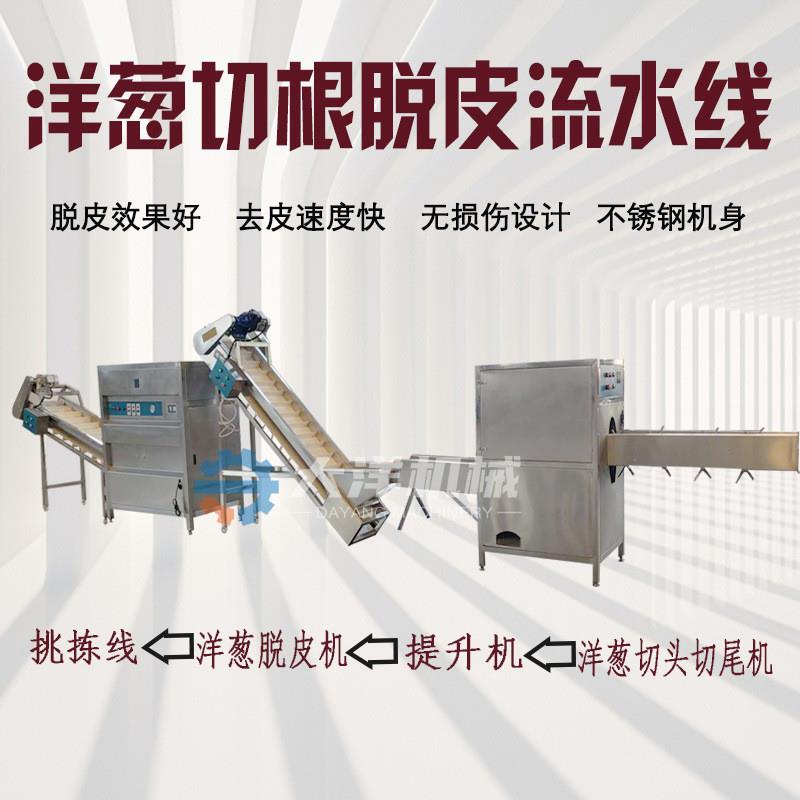 洋葱切根脱皮流水线洋葱加工设备圆葱切根脱皮生产线剥洋葱皮机器
