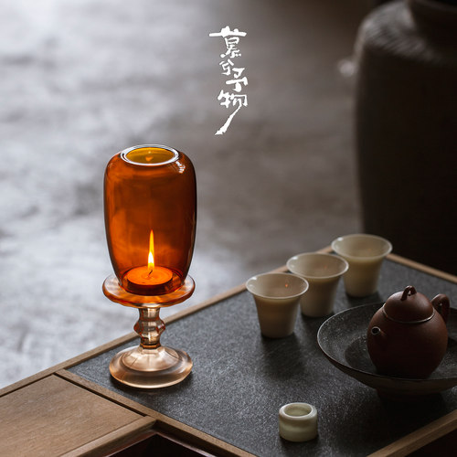 慕兮琉璃氛围烛台玻璃台灯禅意插死氛围灯家用桌面蜡烛灯装饰摆件