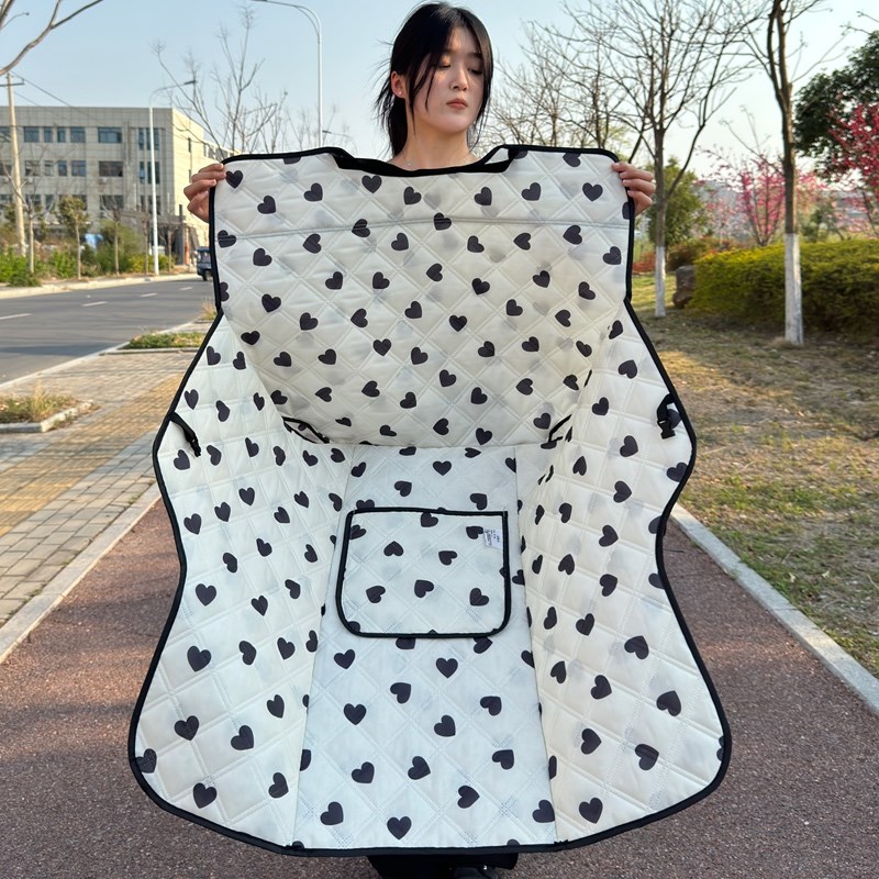 夏季新款电动车挡风被防风双v面防水防晒罩电动摩托车薄款隔热通