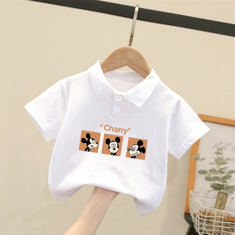 新款男童女童宝宝体o恤半袖T恤夏装洋气儿童装短袖Polo衫上衣
