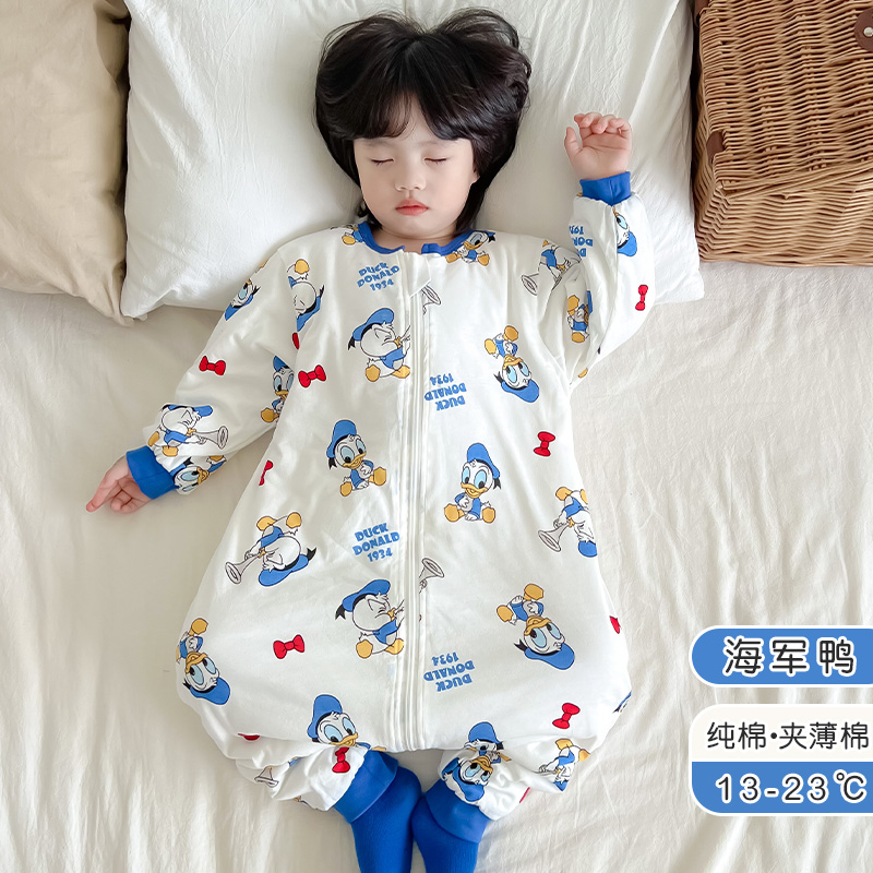 睡袋婴儿秋冬款宝宝夹棉春秋w款连身睡衣冬季儿童防踢被子神器加