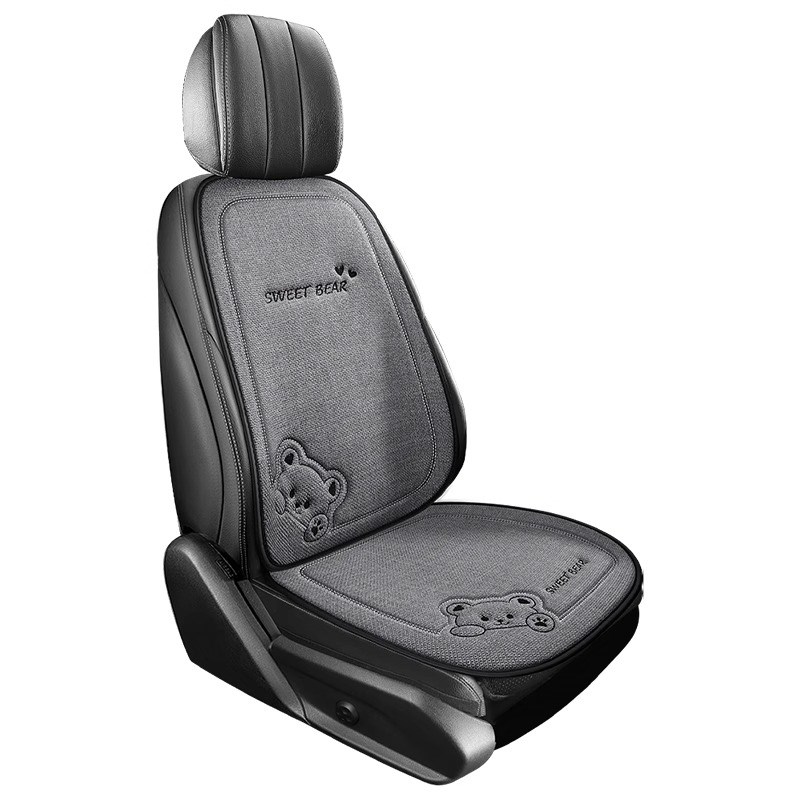 汽车坐垫三件套四季通用单片亚麻C座椅套通风座垫夏季凉垫透气垫