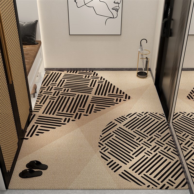 入户地垫纯c色奶油风家用地毯门垫进门大门口玄关脚垫客厅垫可裁