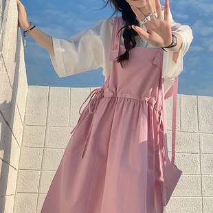 背带连衣裙少女夏装 2024新款 初中高中学生日系甜美收腰长裙子套装