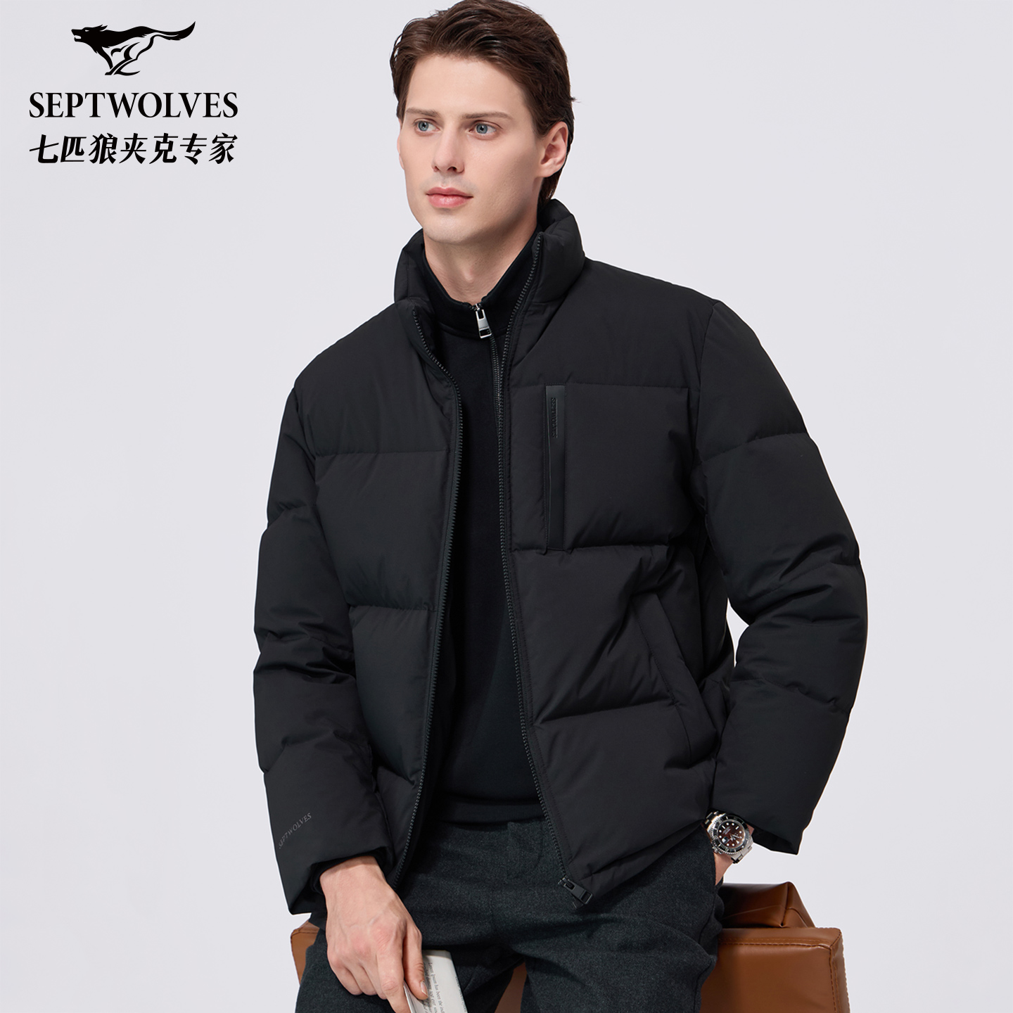【241G鸭绒】七匹狼立领羽绒服