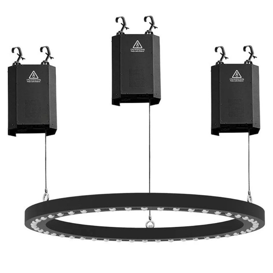 LED圆环七彩旋转升降舞台效果灯1米1.2米RGBW光束染色酒吧背景灯