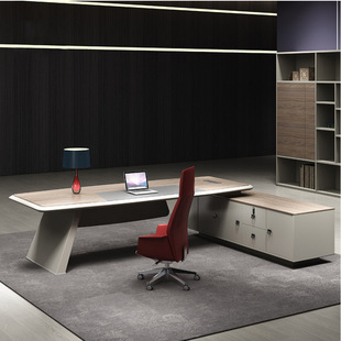 轻奢老板办公桌现代简约金融型总裁桌折叠经理大班台桌椅组合书桌