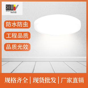 白色防尘防水吸顶灯工程款  商场工地圆形吸顶灯 浴室卧室灯批发