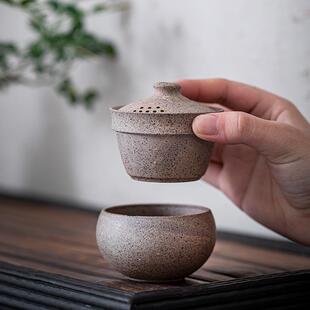 粗陶一壶一杯快客杯茶水分离陶瓷杯便携外出茶具包包旅行茶具套装