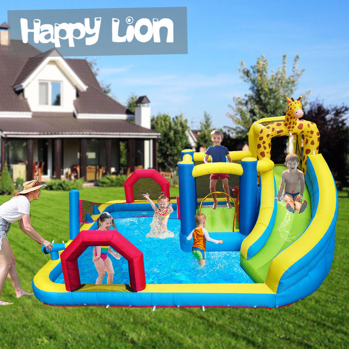 充气城堡厂家幼童滑滑梯充气游乐设备户外带滑水池儿童充气小城堡