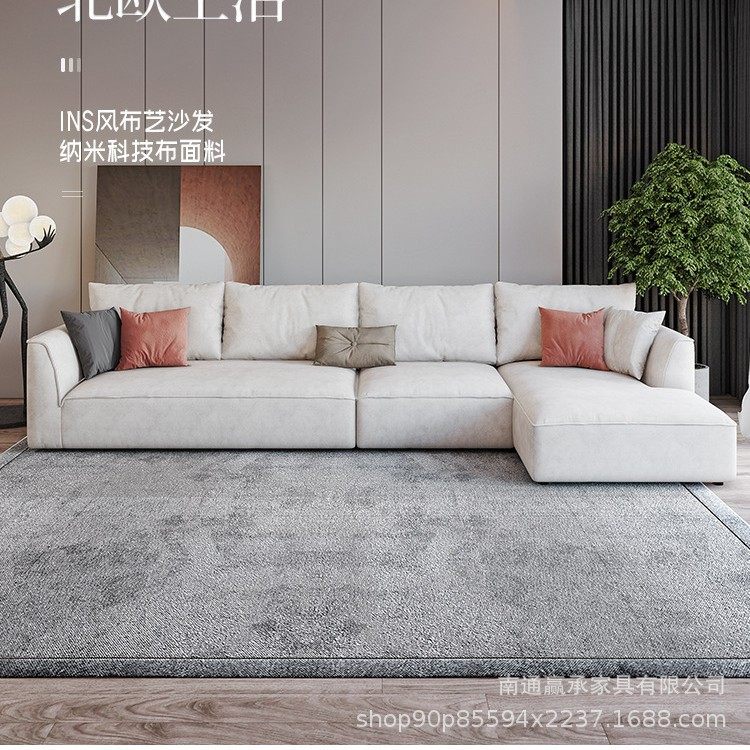 意式轻奢极简约现代客厅小户型科技布豆腐块直排侧贵妃位沙发组合