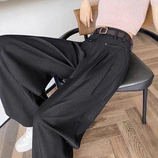 拖地裤 2025高腰垂感显瘦直筒时尚 新款 牛仔棉阔腿夏季