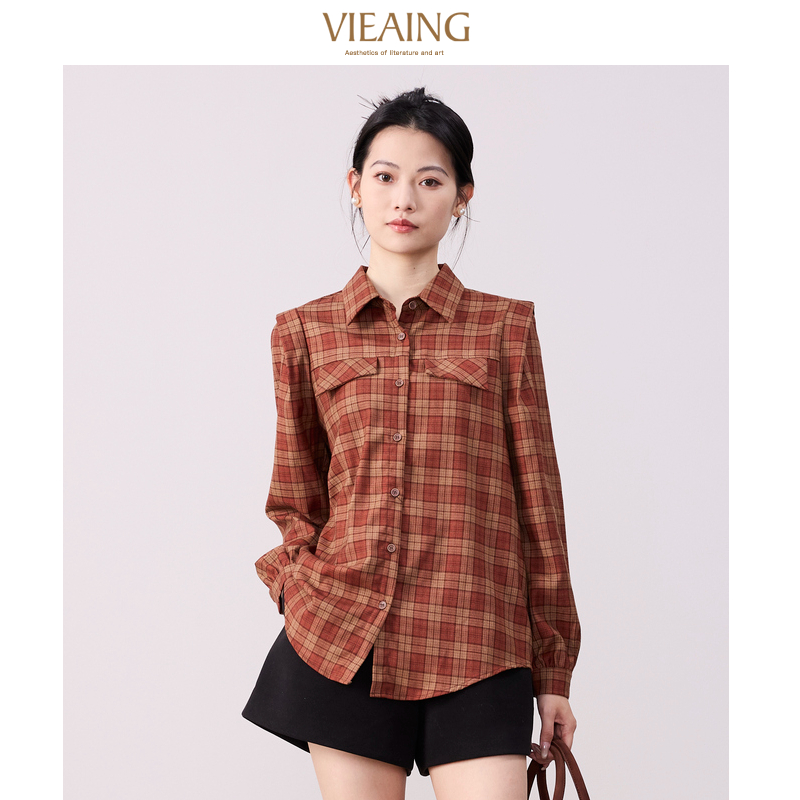 VIEA.ING薇迎休闲格子长袖衬衫