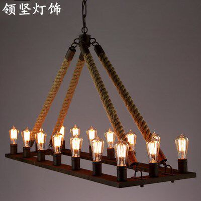 美式乡村灯具复古工业风餐厅吊灯创意个性方形吧台咖啡馆吊灯铁艺