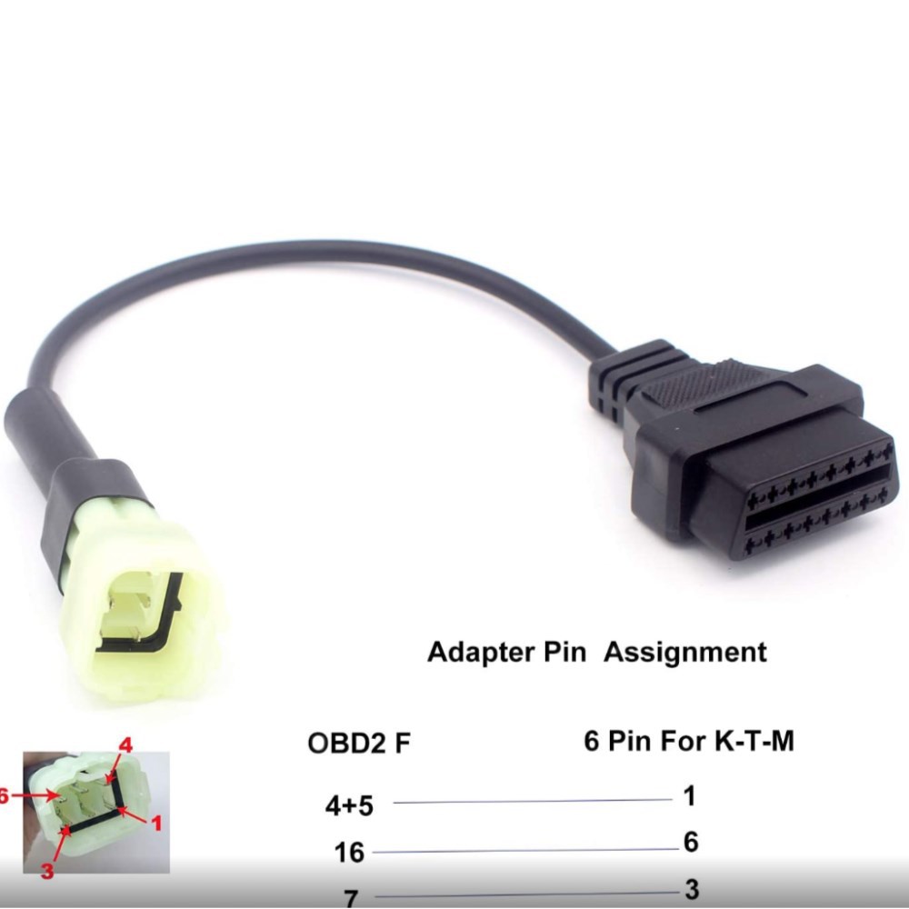 现货16Pin F to 6Pin M KTM Adapter Cable KTM摩托车6Pin诊断线