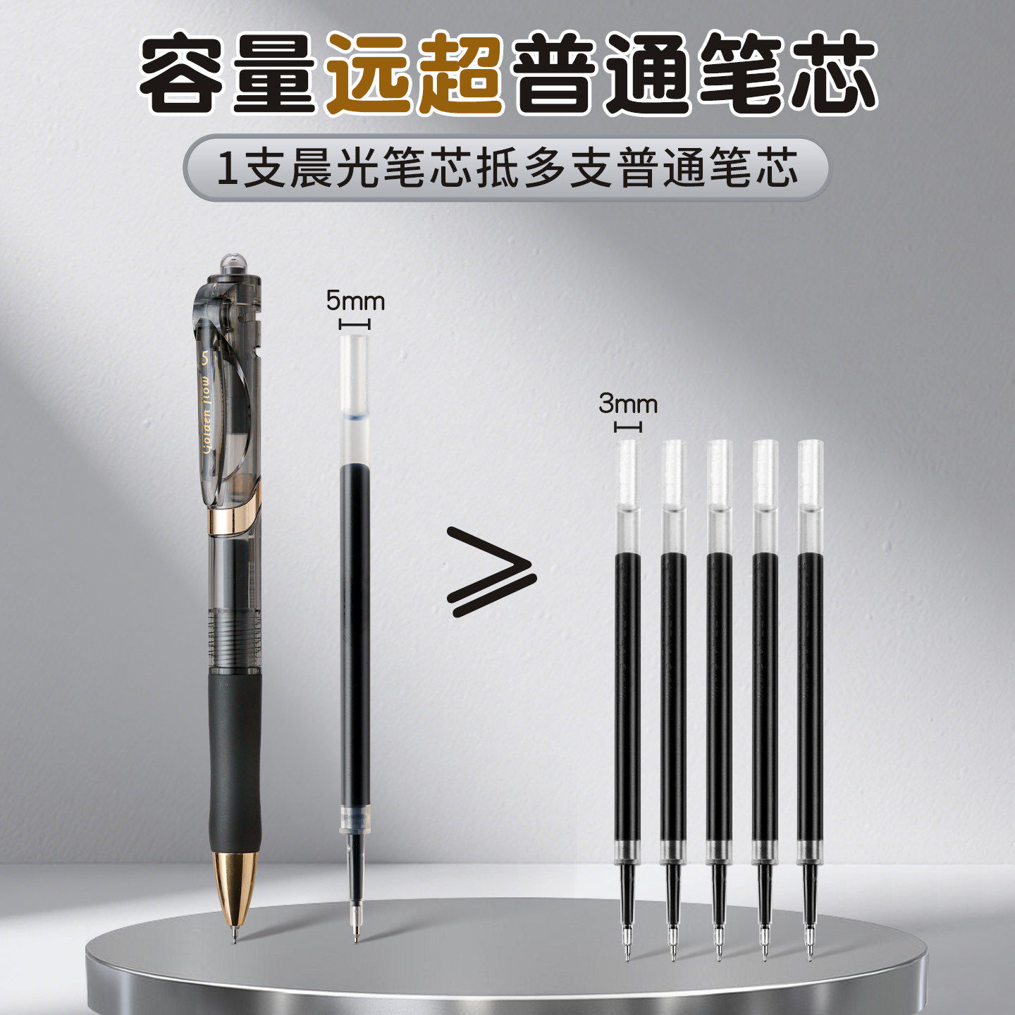 小金戒新款K35按动中性笔学生专用碳素笔黑色书写顺滑速干刷题笔签字笔新升级ST笔头0.5mm大容量办公签名笔