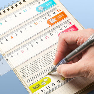 直尺带波浪线15CM/20CM透明直尺塑料儿童小学生一年级二年级三年级文具高颜值卡通可爱耷拉兔测量绘画考试用