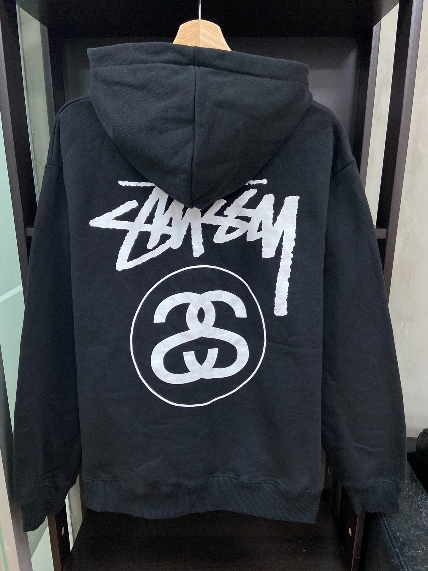 ussy双S拉链连帽卫衣，黑色，经典款