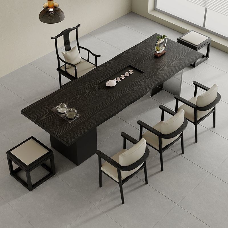 极简实木茶桌椅组合亚克力悬浮泡茶桌高级感功夫茶台办公室接待桌