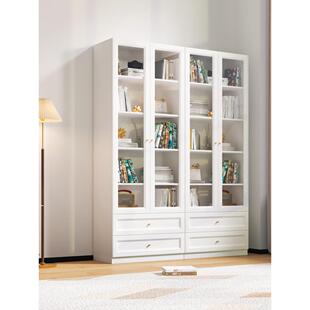 可比熊实木书柜与玻璃门家居组合柜客厅储物柜垂直柜落地书架储物